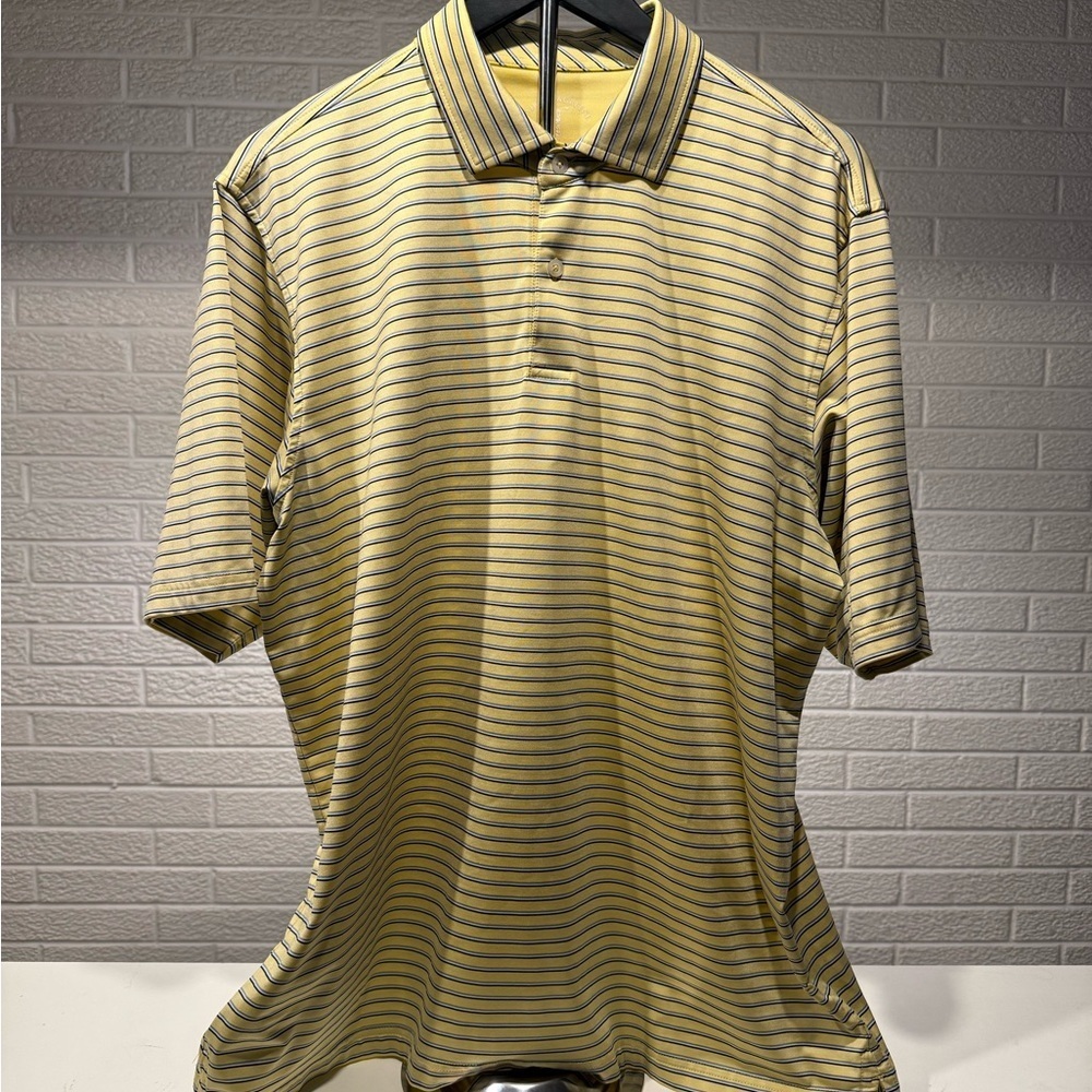 Fairway & Greene Yellow and Black Striped Polo‎